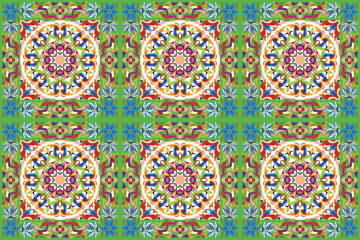 Traditional Thai art seamless floral arabesque damask pattern motif suitable for wallpaper, textile, tile, carpet, cloth and fabric design isolated illustration vector archive EPS file.