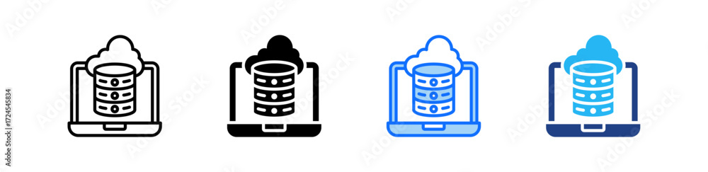 Poster cloud storage icon set multiple style collection