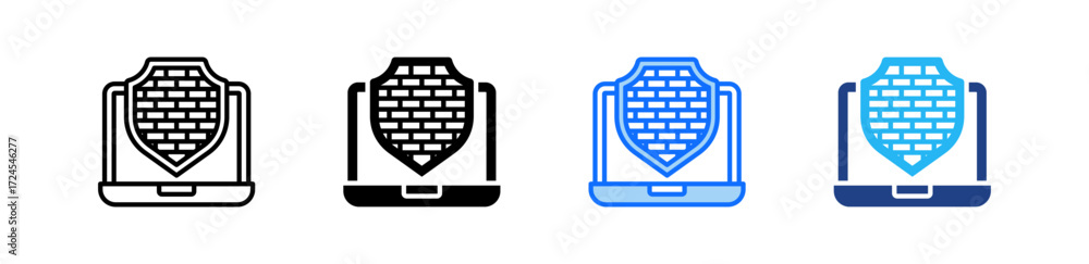 Poster firewall icon set multiple style collection