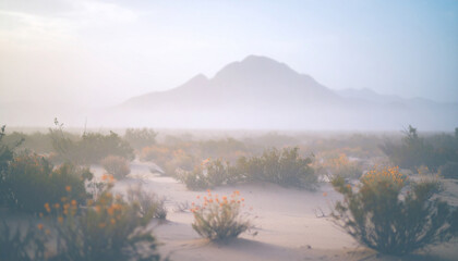 Obraz premium Desert Bloom After Rain . Nature Concept. Generated Image