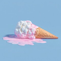 Melted ice cream cone on a pastel background (1)