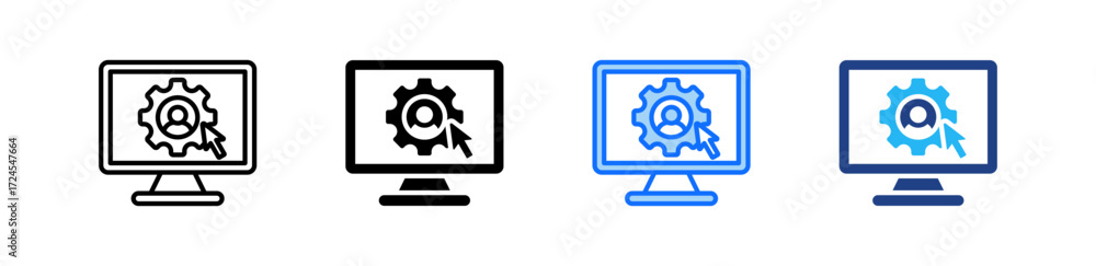 Poster network administrator icon set multiple style collection