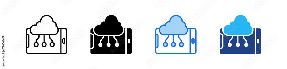 Poster cloud computing icon set multiple style collection