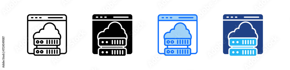 Poster virtualization icon set multiple style collection
