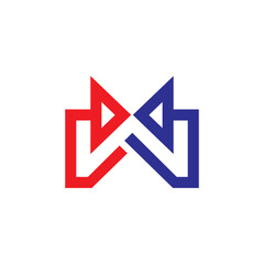 W with arrow logo vector template