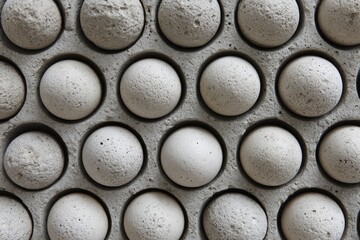 Organized ceramic spheres in a tray