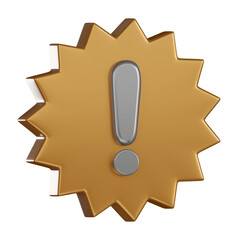 Notification 3d icon alert, gold starburst badge