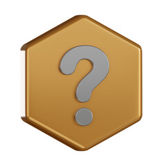3d notification icon question mark hexagon badge