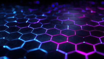 Abstract hexagonal pattern with glowing neon lines