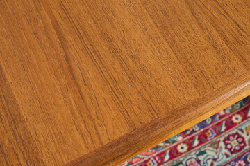 Restored Teak Draw Leaf Dining Table on Persian Rug
