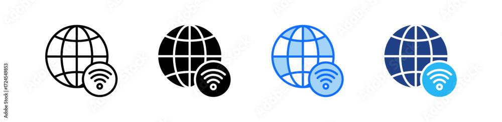 Poster wireless technology icon set multiple style collection