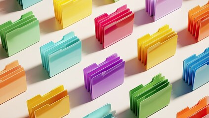 Colorful folder icons arranged in a grid pattern