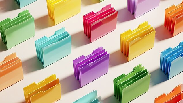 Colorful folder icons arranged in a grid pattern
