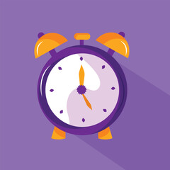 purple cartoon  alarm clock vector icon..perfect for concepts such as waking up or time management