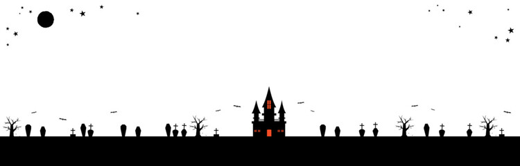 秋素材　ハロウィンのバナーフレーム背景　月と星