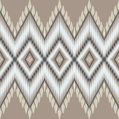 Beige and Brown Ikat Geometric Seamless Background