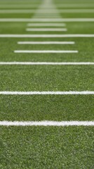 Obraz premium Professional Synthetic Turf Football Field with Crisp Yard Lines and Modern High-Quality Texture for Sports Marketing and Athletic Brand Advertising