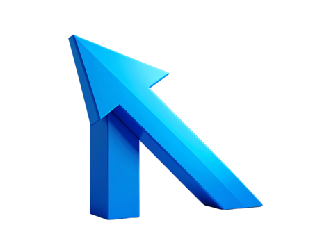3D rendered blue arrow pointing upward