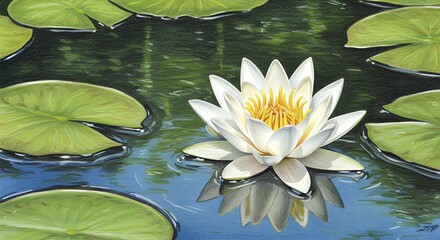 White water lily in pond