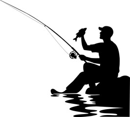 Naklejka premium Silhouette of Fishing - Hobby