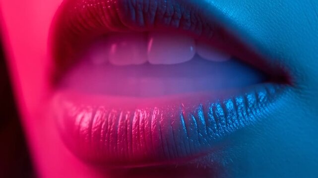 Closeup lips exhaling smoke