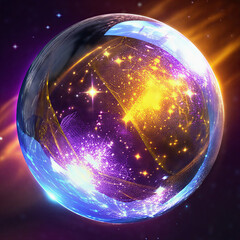 Hyper-Realistic Crystal Orb Floating in Cosmic Nebula