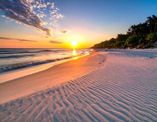 Sunrise over a pristine beach