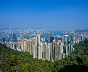 Fototapeta premium Night view of Victoria Harbour in the core area of the Hong Kong Special Administrative Region