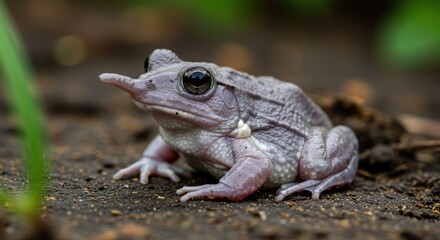 Obraz premium Light gray frog on dark ground