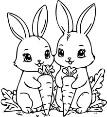 vector silhouette of a rabbit and its carrots