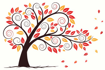 Obraz premium abstract autumn tree with colorful leaf