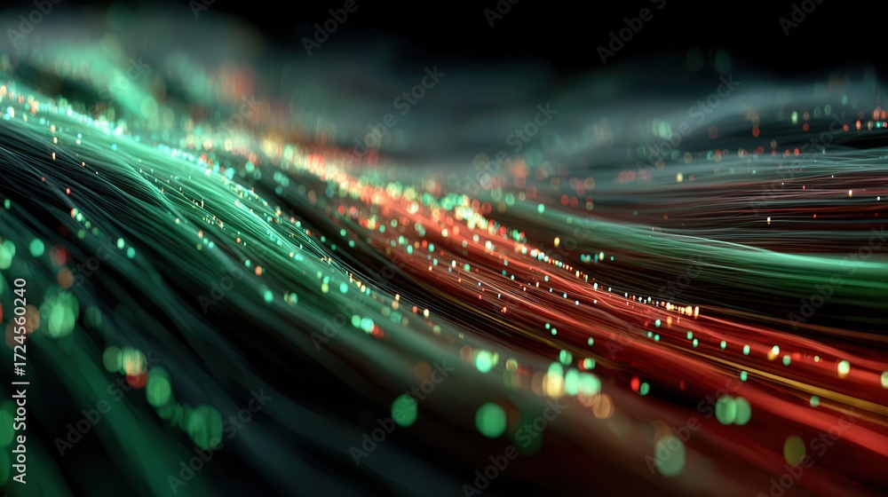 Wall mural abstract visualization of high-speed financial data in motion