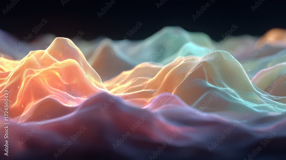 Wall mural gentle ethereal waves on abstract background with soft lighting