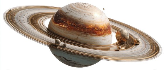 Saturn-like planet with rings and moons (1)