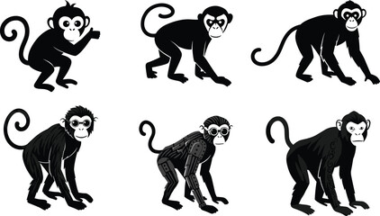 Viinton pangolin illustrations, stylized animal, black and white, scale texture, posture variation, character evolution, vector art, concept design