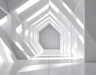 Fototapeta premium White architectural interior hallway