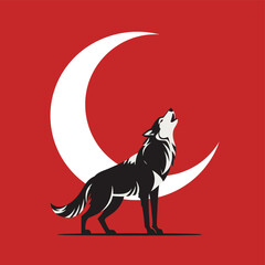 vector illustration of a red wolf