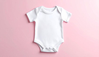 Baby Bodysuit Mockup on Pink Background Showcase Your Designs with a Clean, Minimalist Aesthetic