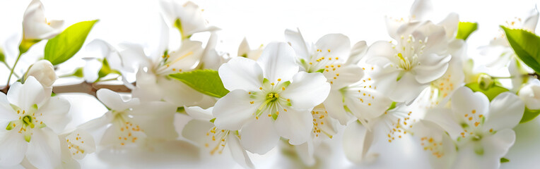 Obraz premium Bright spring blossoms glowing with white delicate petals and freshness