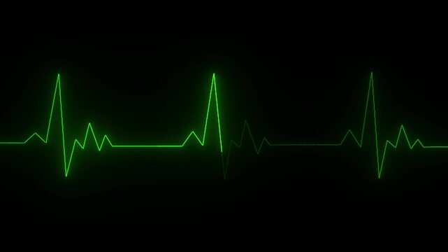 Heartbeat monitor EKG line monitor showing heart pulse. Neon sign heartbeat signal animation, Glowing color neon heartbeat icon. Heart bit signal .neon heart beat icon ,4k video,black background.