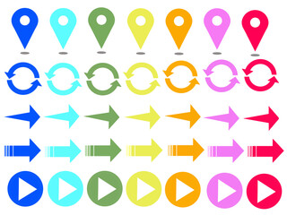 カラフルな矢印アイコン素材