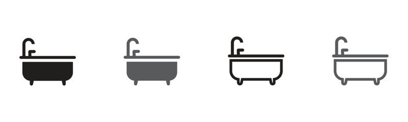 Modern bathtub icons in varying styles offer a sleek and sanitary design for bathroom and home decor, promoting relaxation and wellness in your space.