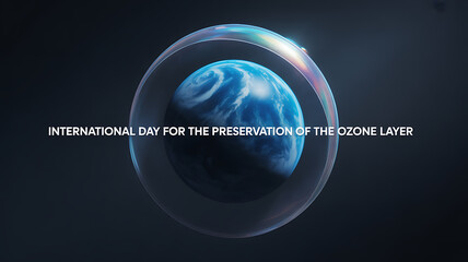 International Day for the Preservation of the Ozone Layer with Earth encased in a protective ozone layer illustration