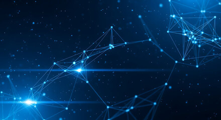 Futuristic Digital Network Web With Glowing Nodes And Neon Lines