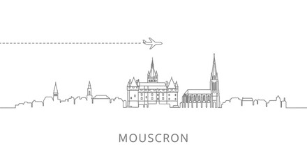 Naklejka premium Mouscron Skyline Belgium Plane vector.