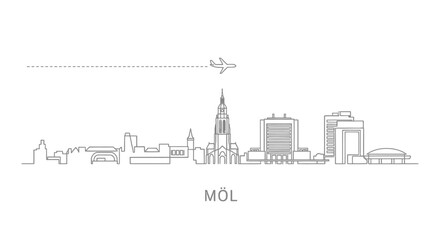 Obraz premium Ml Skyline Vector Minimal Cityscape Plane.