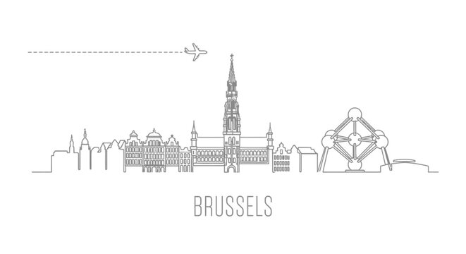 Brussels skyline with minimal outline vector.