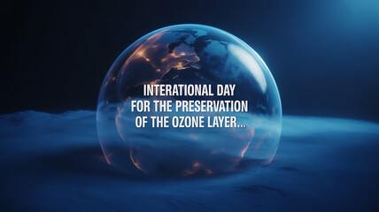 International Day for the Preservation of the Ozone Layer with Earth in a protective bubble