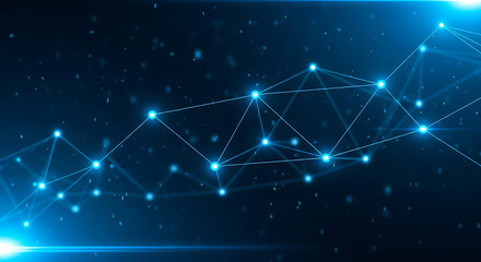 Futuristic Digital Network Web With Glowing Nodes And Neon Lines