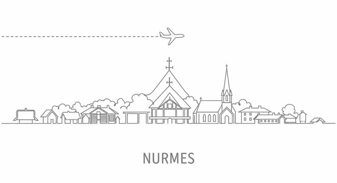 Nurmes Skyline with Airplane and Church